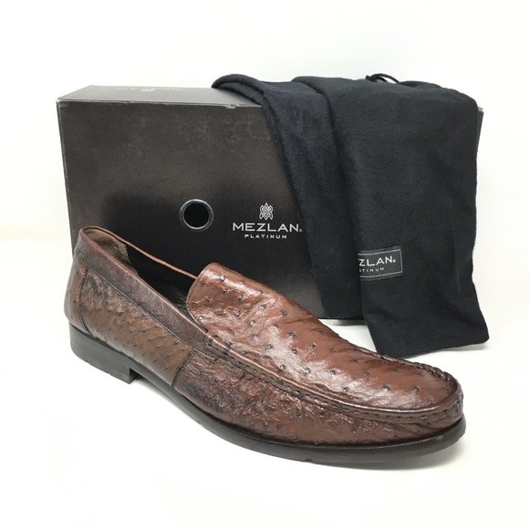 Men\'s Mezlan Platinum Cannes Loafers Shoes Size 12 Brown Full Ostrich Quill main image 11